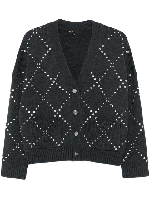 Maje diamond-pattern studded cardigan - Grey - zdjęcie produktu nr 1