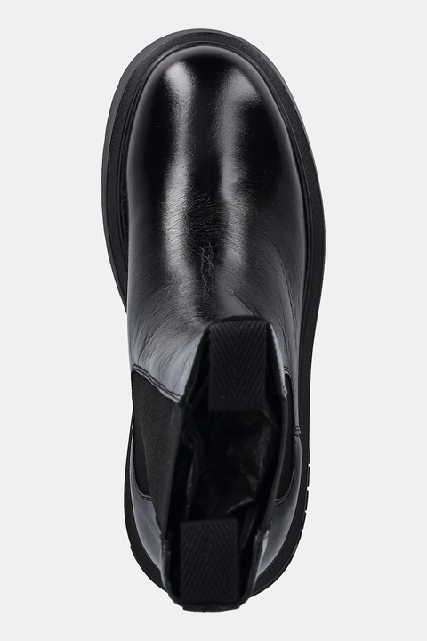 Tommy Jeans botki skórzane CHUNKY SHINY LEATHER CHELSEA damskie kolor czarny na płaskim obcasie EN0EN02888 - zdjęcie produktu nr 2