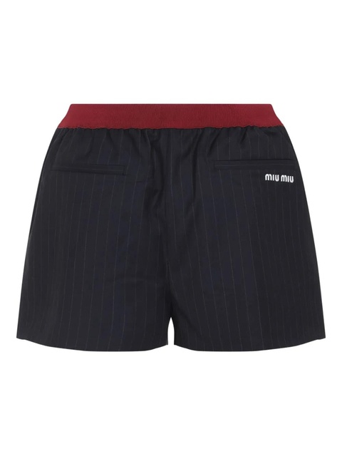 Miu Miu pinstripe elasticated-waist shorts - Blue - zdjęcie produktu nr 2