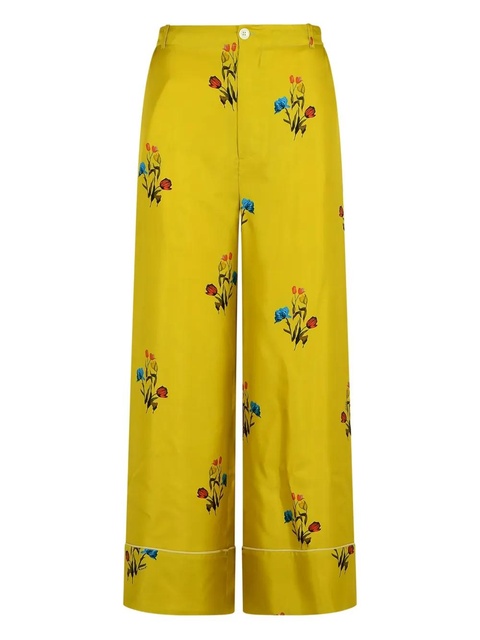 Marni floral-print elastic-waistband straight trousers - Yellow - zdjęcie produktu nr 1
