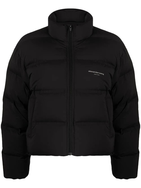 Alexander Wang reflective-logo cropped puffer jacket - Black - zdjęcie produktu nr 2