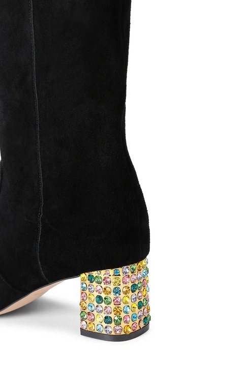 Kurt Geiger London kozaki zamszowe Chelsea Block Otk Boot damskie kolor czarny na słupku 5003300209 - zdjęcie produktu nr 2