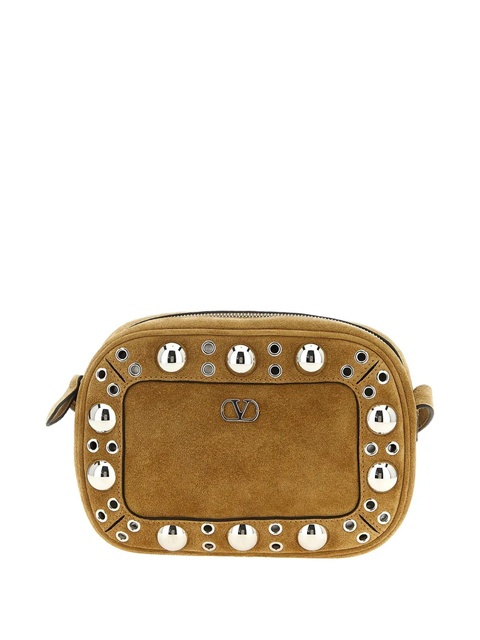Valentino Garavani Nellcôte stud-embellished suede shoulder bag - Neutrals - zdjęcie produktu nr 2