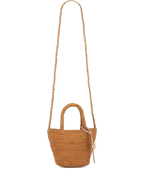 Manebi raffia leather-detail tote bag - Brown - zdjęcie produktu nr 2