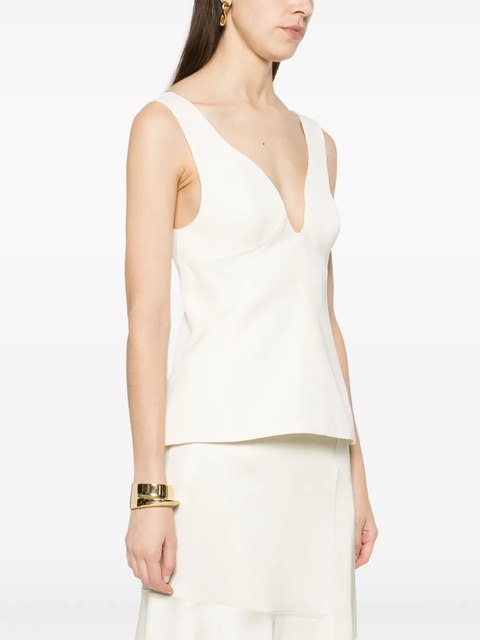 Jil Sander V-neck textured top - White - zdjęcie produktu nr 2