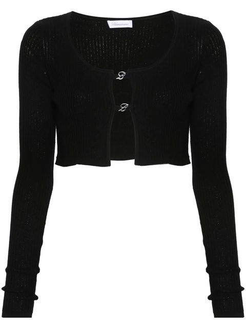 Blumarine logo-plaque cropped cardigan - Black - zdjęcie produktu nr 1