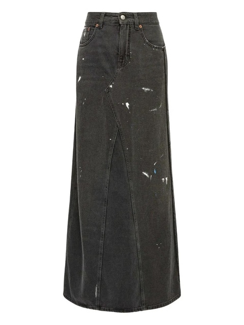 MM6 Maison Margiela paint-splatter denim skirt - Black - zdjęcie produktu nr 1