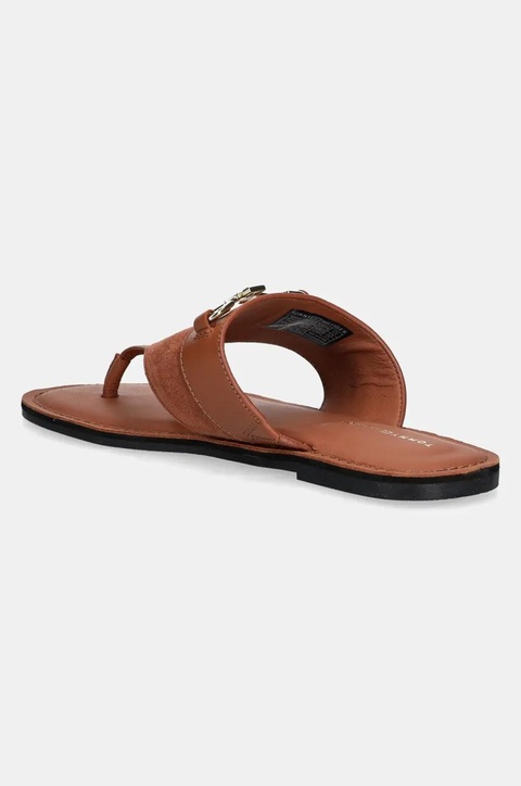 Tommy Hilfiger japonki skórzane MIXED LEATHER HORSEBIT THONG damskie kolor brązowy na płaskim obcasie FW0FW08506 - zdjęcie produktu nr 2