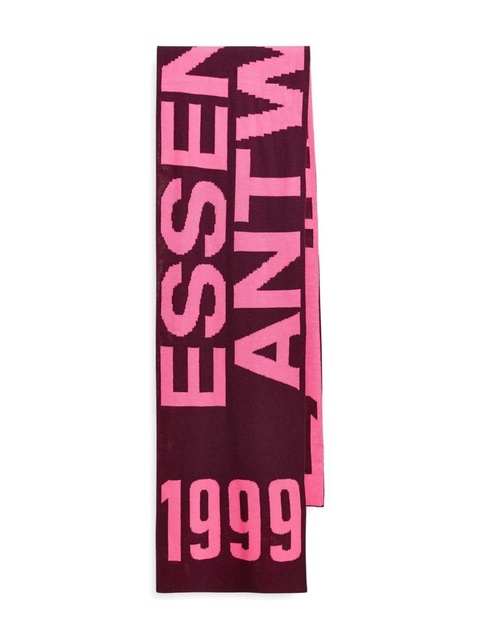 Essentiel Antwerp intarsia logo scarf - Red - zdjęcie produktu nr 1