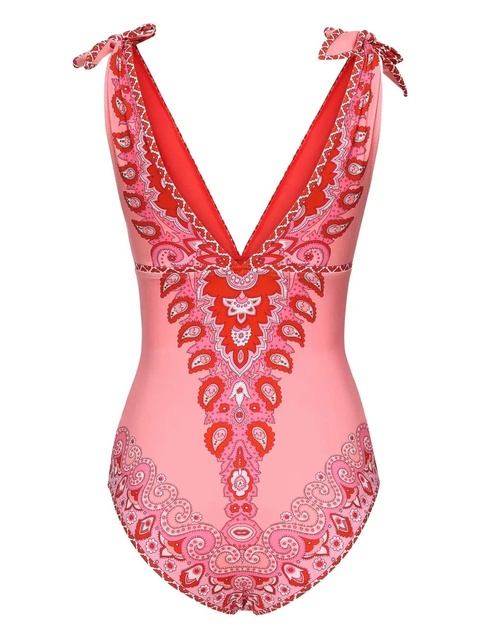 ETRO paisley-print tie-shoulder swimsuit - Pink - zdjęcie produktu nr 2