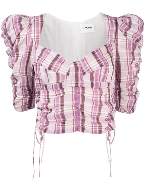 MARANT ÉTOILE checked printed top - Purple - zdjęcie produktu nr 1