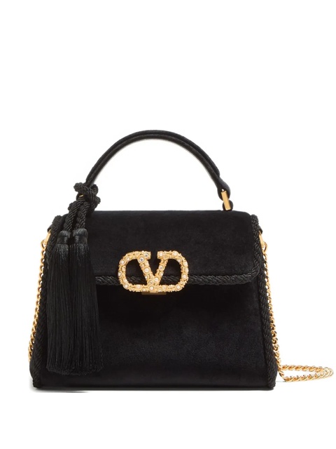 Valentino Garavani tassel-embellished suede shoulder bag - Black - zdjęcie produktu nr 1