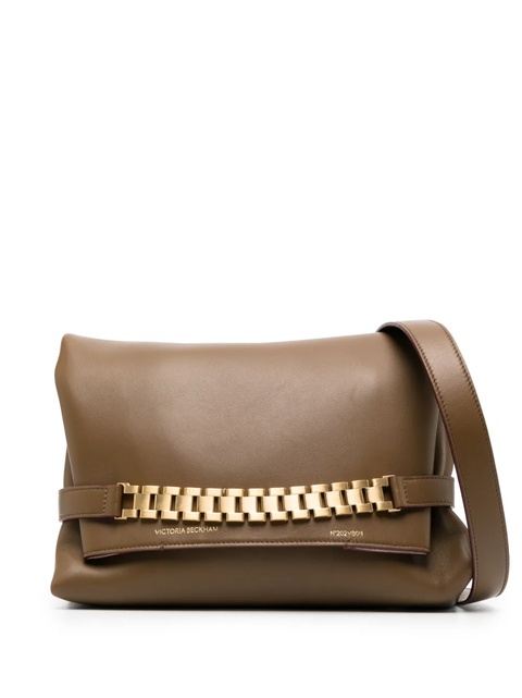 Victoria Beckham Chain leather clutch bag - Brown - zdjęcie produktu nr 1