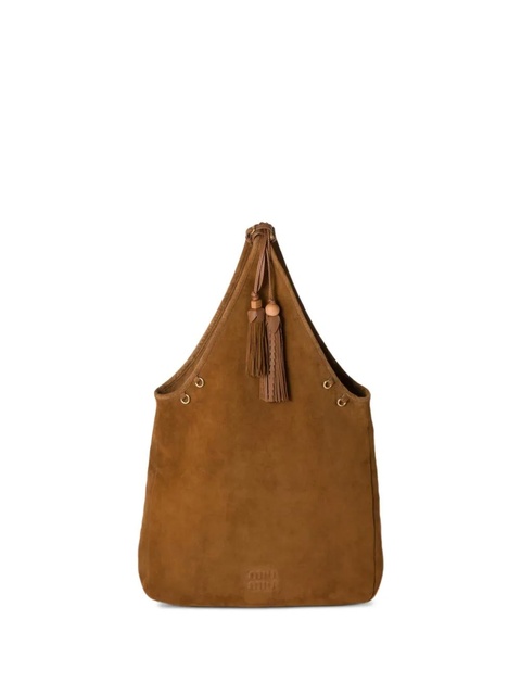 Miu Miu tassel-detail suede tote bag - Brown - zdjęcie produktu nr 1