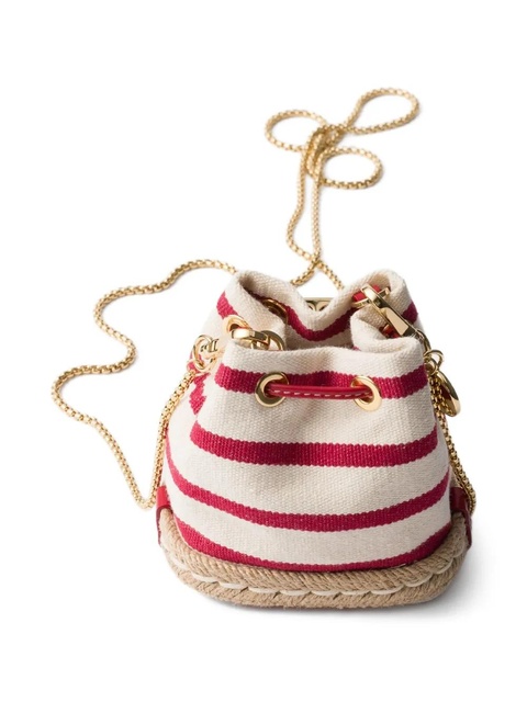 Prada striped canvas mini bag - Neutrals - zdjęcie produktu nr 2