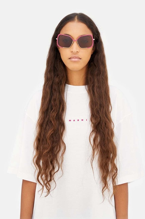 Marni okulary przeciwsłoneczne damskie kolor brązowy EYMRN00058.004.U25 - zdjęcie produktu nr 1