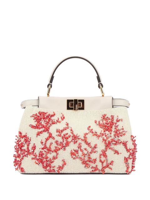 FENDI Peekaboo coral embellished top handle mini bag - Neutrals - zdjęcie produktu nr 1