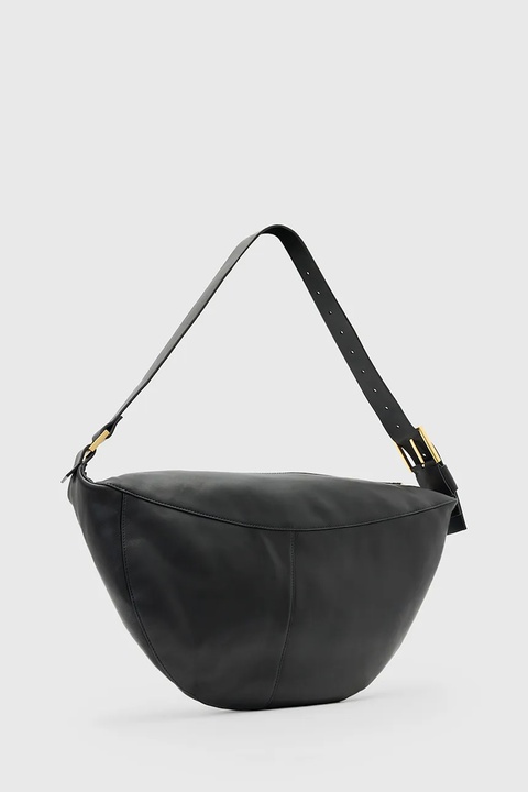 AllSaints torebka skórzana LUNA kolor czarny W190XD - zdjęcie produktu nr 2