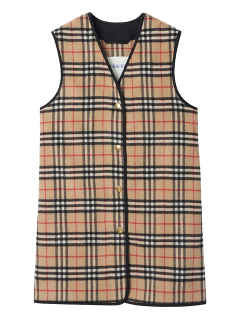 Burberry checked wool blend gilet - Neutrals - zdjęcie produktu nr 2