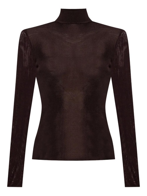 Self-Portrait ribbed turtleneck top - Brown - zdjęcie produktu nr 1