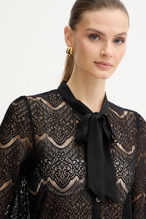 Morgan koszula damska kolor czarny regular z wiązanym dekoltem TGRAPHO - zdjęcie produktu nr 1