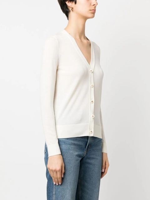 Tory Burch logo-buttons knit cardigan - White - zdjęcie produktu nr 2