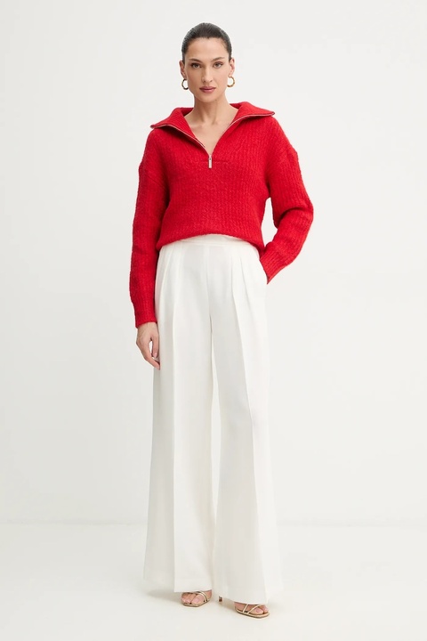 Morgan sweter damski kolor czerwony ciepły z półgolfem MFLAMI - zdjęcie produktu nr 2