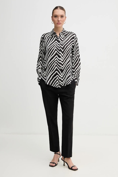 Marc Aurel koszula damska kolor czarny relaxed z kołnierzykiem klasycznym 6278-1000-24781 - zdjęcie produktu nr 2