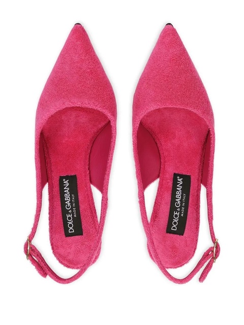 Dolce & Gabbana logo-plaque fleece pumps - Pink - zdjęcie produktu nr 2