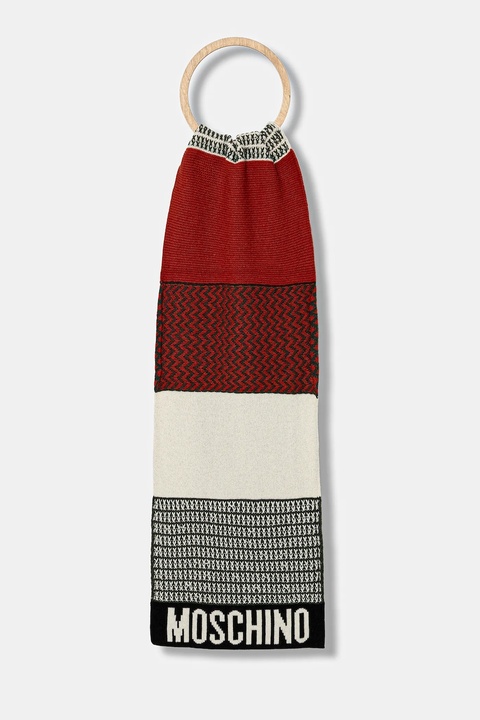 Moschino szalik z wełną kolor zielony wzorzysty M3337 30837 - zdjęcie produktu nr 1