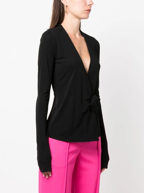 Blumarine long-sleeved wrap shirt - Black - zdjęcie produktu nr 2