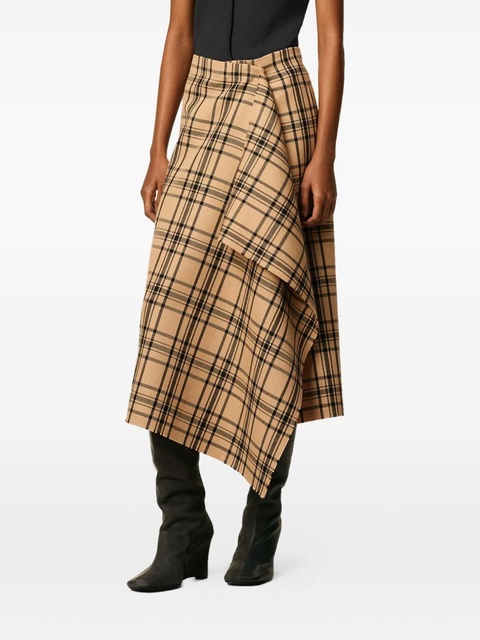 AMI Paris checked wrap midi skirt - Brown - zdjęcie produktu nr 2
