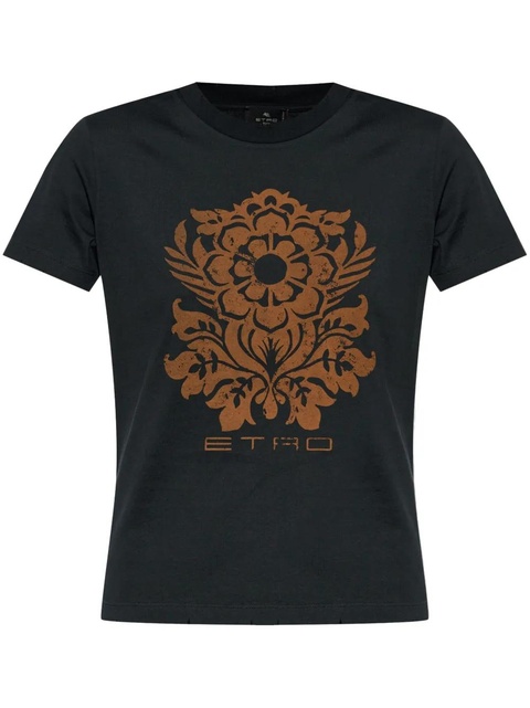 ETRO Flower-print cotton T-shirt - Black - zdjęcie produktu nr 1