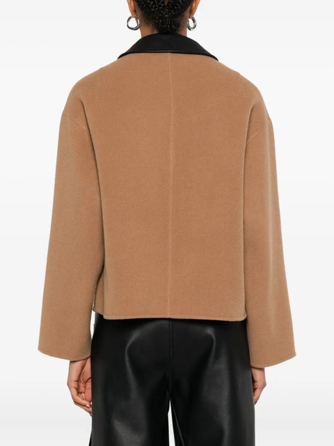 Maje leather-trimmed patch-pocket jacket - Brown - zdjęcie produktu nr 2