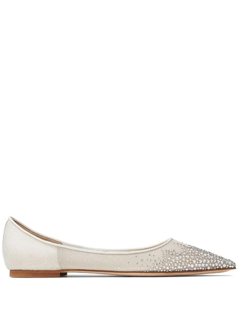 Jimmy Choo Love crystal-embellished ballerinas - White - zdjęcie produktu nr 1