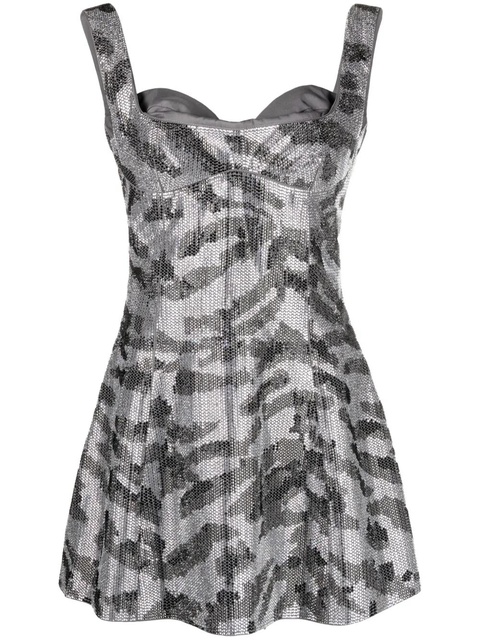 GCDS Mina Bell crystal-embellished minidress - Grey - zdjęcie produktu nr 1