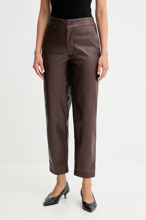 Twinset spodnie damskie kolor brązowy proste high waist 252TP2091 - zdjęcie produktu nr 1
