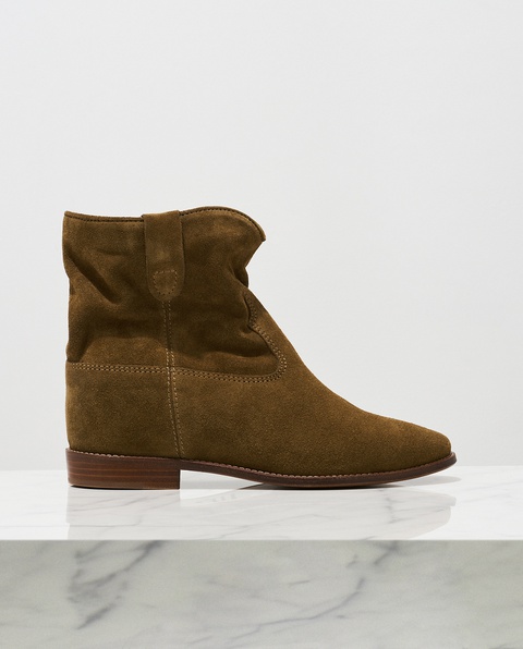 ISABEL MARANT - Brązowe botki Crisi na ukrytym koturnie 5 cm - zdjęcie produktu nr 1