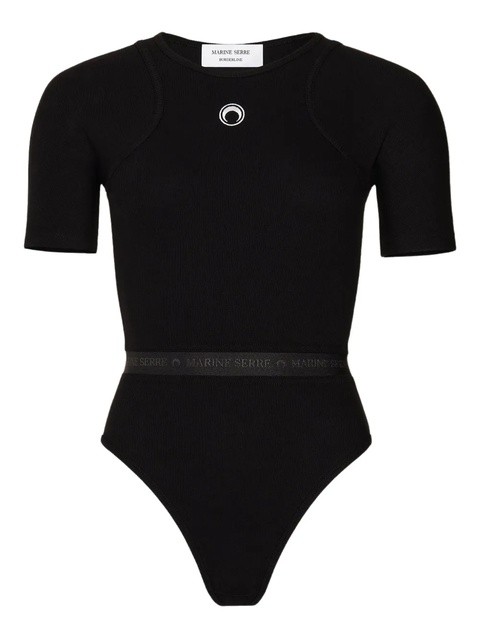 Marine Serre ribbed logo bodysuit - Black - zdjęcie produktu nr 1