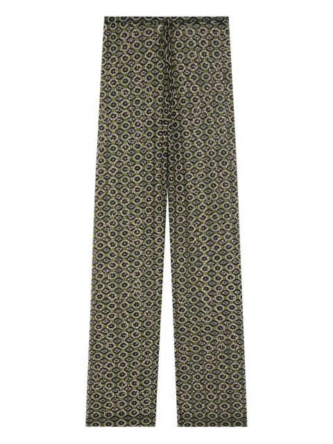 DRIES VAN NOTEN geometric-pattern trousers - Green - zdjęcie produktu nr 1