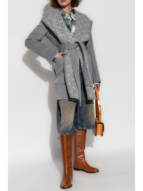 Tory Burch monogram-lining coat - Grey - zdjęcie produktu nr 1