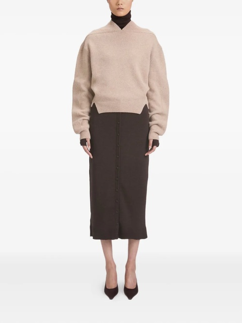 Victoria Beckham V-neck yoke detail sweater - Neutrals - zdjęcie produktu nr 1