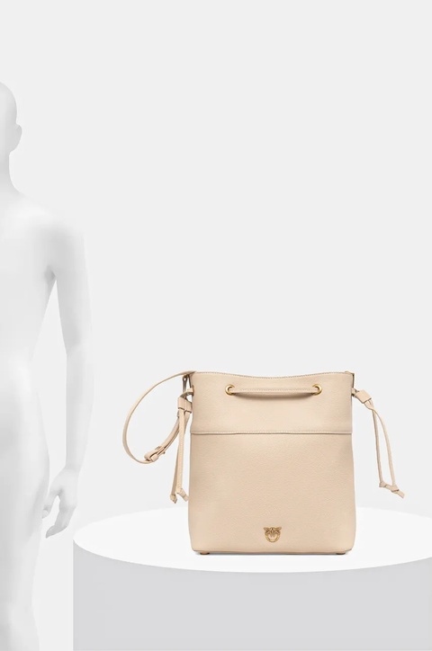 Pinko torebka skórzana kolor beżowy 104305 A29Q - zdjęcie produktu nr 2