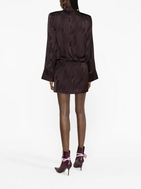 The Attico logo-print satin shirtdress - Brown - zdjęcie produktu nr 2
