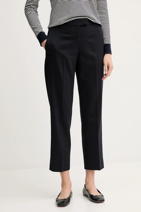 Tommy Hilfiger spodnie z dodatkiem wełny damskie kolor granatowy fason cygaretki high waist WW0WW48353 - zdjęcie produktu nr 1