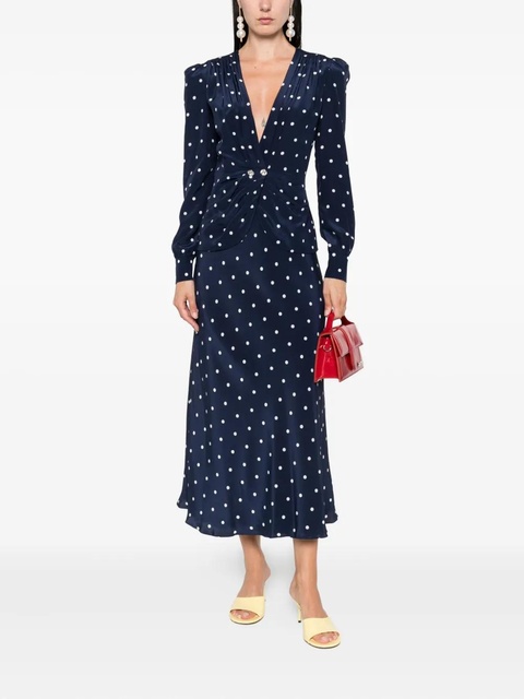 Alessandra Rich polka dot-print midi dress - Blue - zdjęcie produktu nr 1