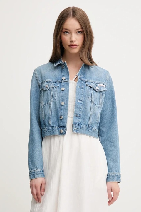 Calvin Klein Jeans kurtka jeansowa kolor niebieski przejściowa J20J225184 - zdjęcie produktu nr 1