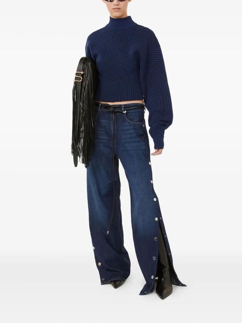 Max Mara Febo wave-pattern high-neck sweater - Blue - zdjęcie produktu nr 1