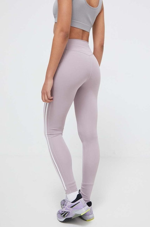 adidas Performance legginsy treningowe Optime 3Stripes kolor fioletowy z nadrukiem IT9129 - zdjęcie produktu nr 2