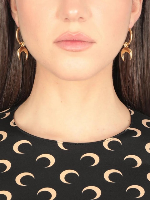 Marine Serre moon-pendant hoop earrings - Gold - zdjęcie produktu nr 1